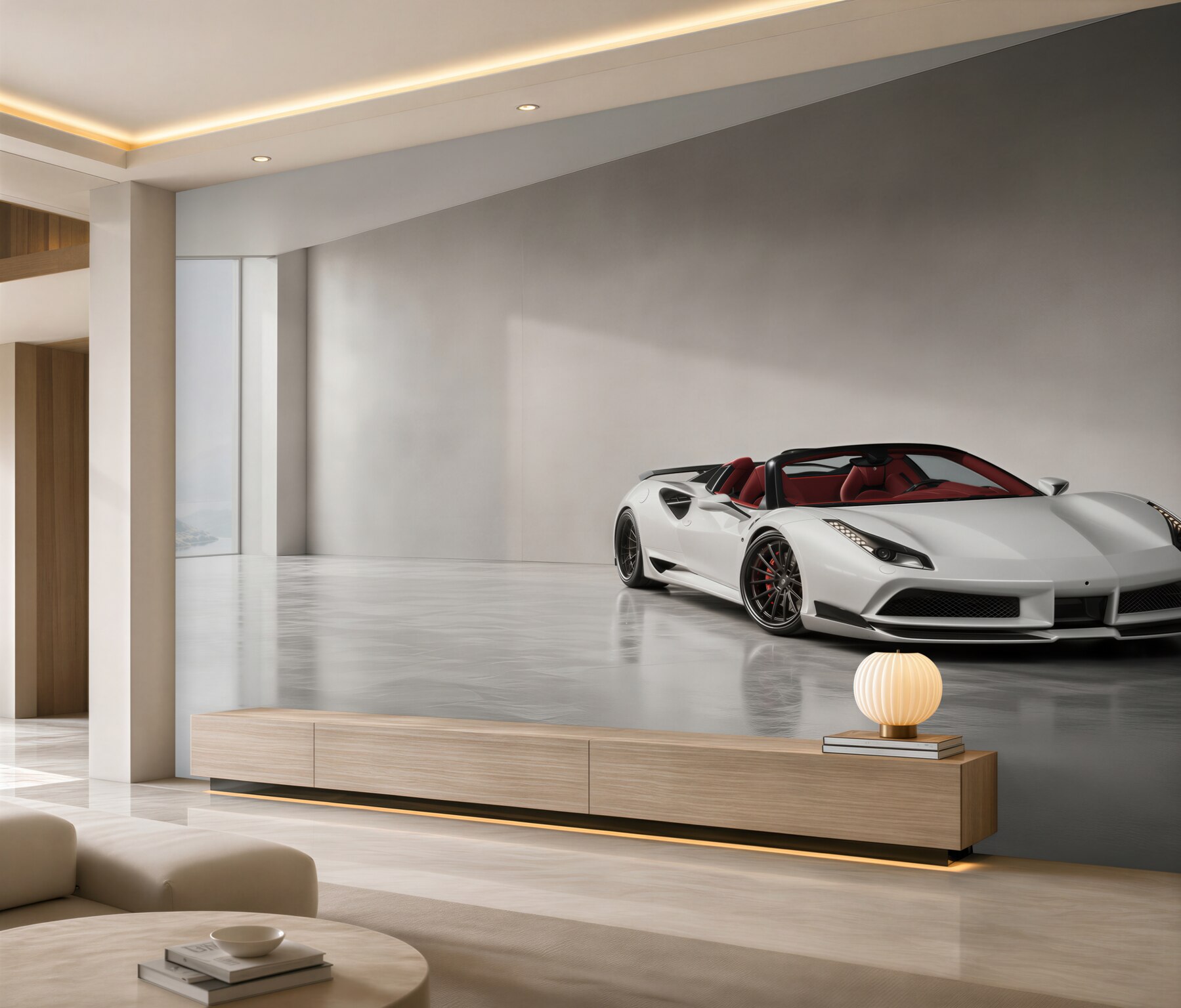 Fototapeten Weißes Sportcabriolet