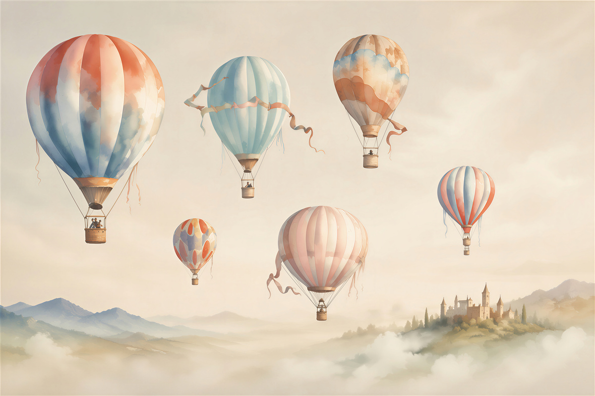 Fototapeten Ballonparade über der Stadt