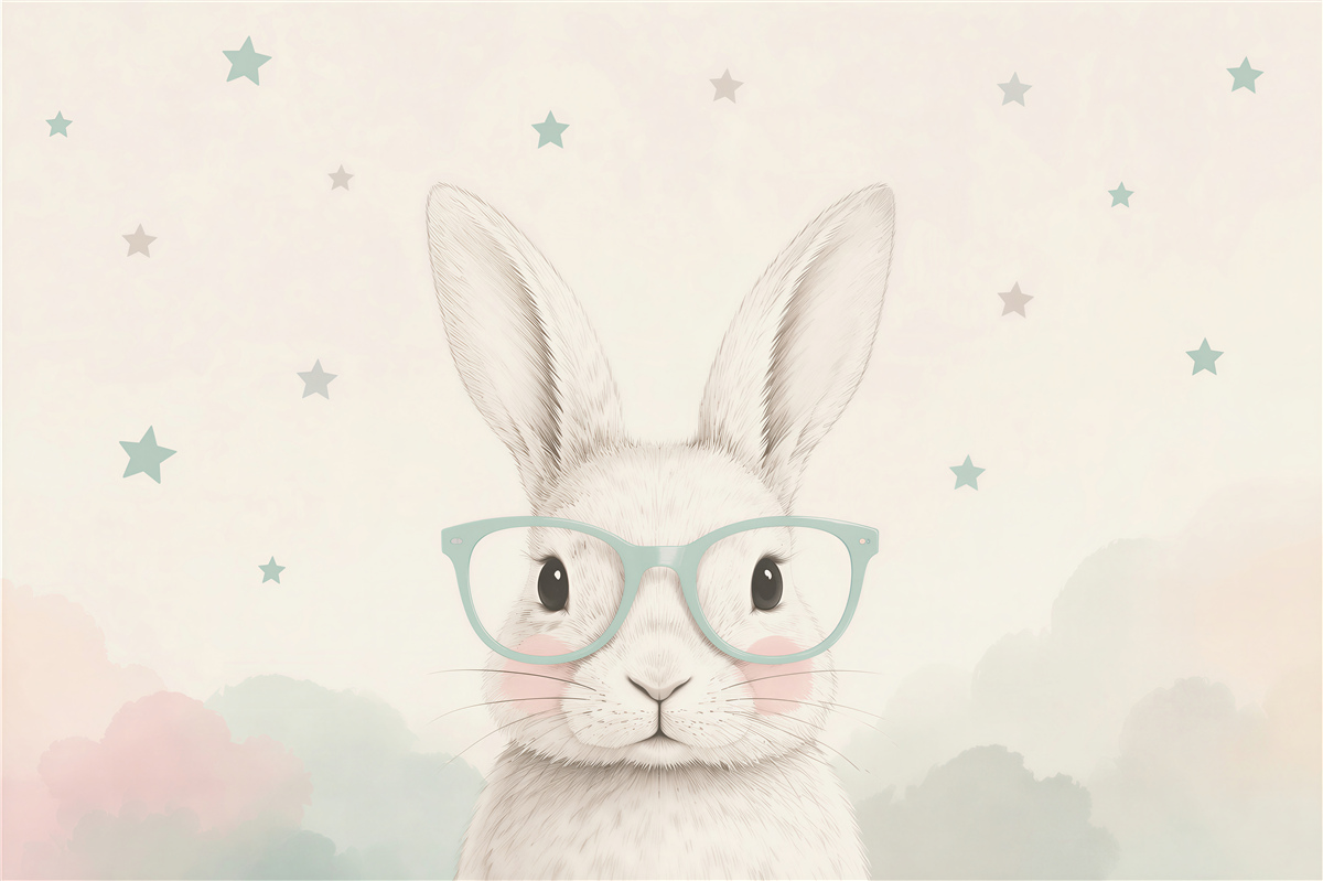 Fototapeten Zusammenfassung Hase mit Brille