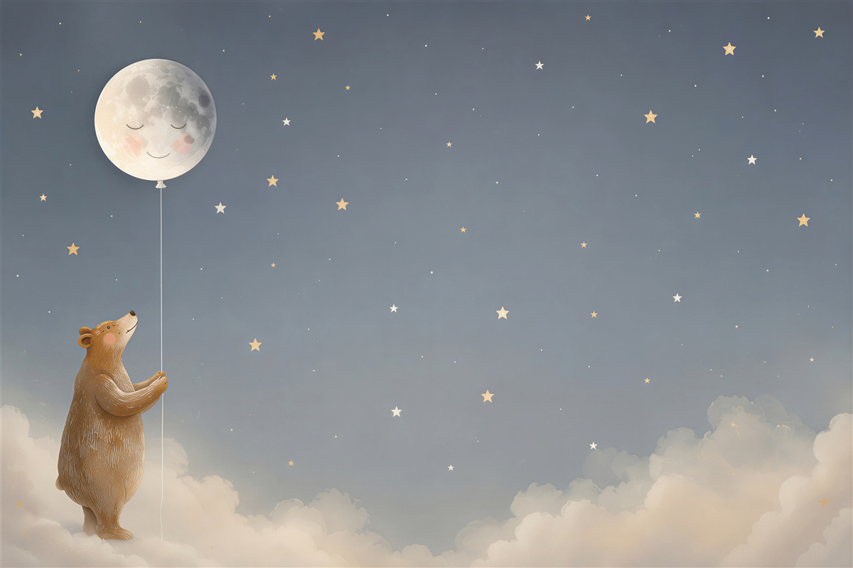 Fototapeten Bär platziert den Mond am Himmel