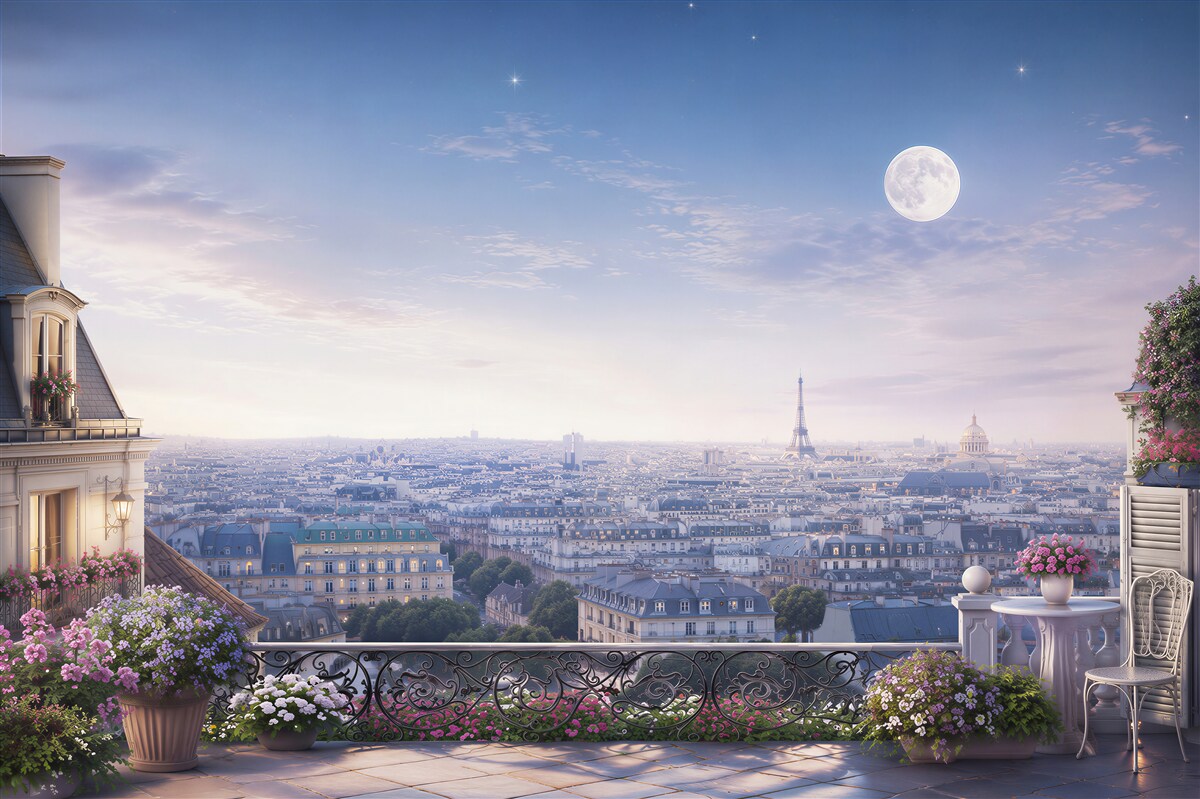 Fototapeten Blick vom Balkon des schlafenden Paris
