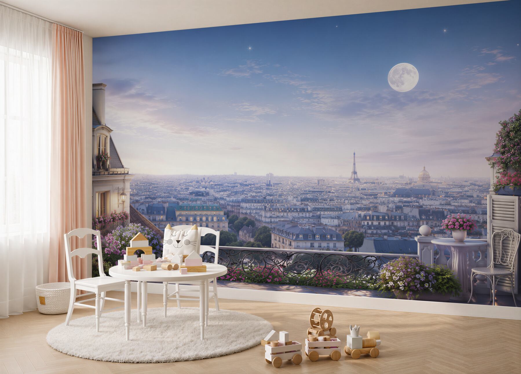 Fototapeten Blick vom Balkon des schlafenden Paris