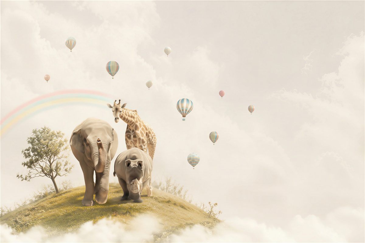 Fototapeten Bewohner Afrikas und Regenbogen