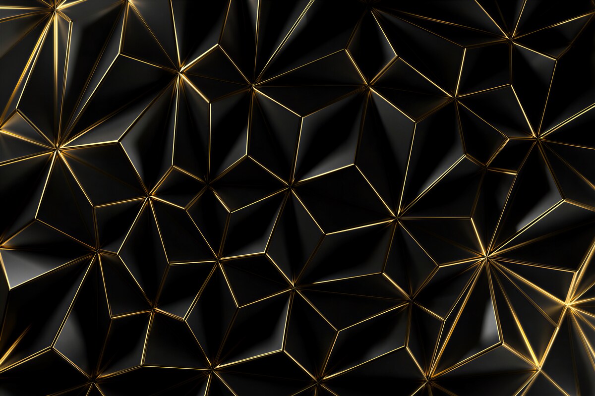 Fototapeten Schwarze volumetrische Figuren in Gold