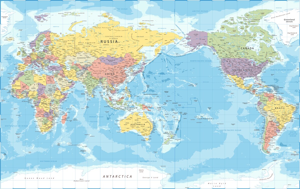 Fototapeten Moderne politische Weltkarte
