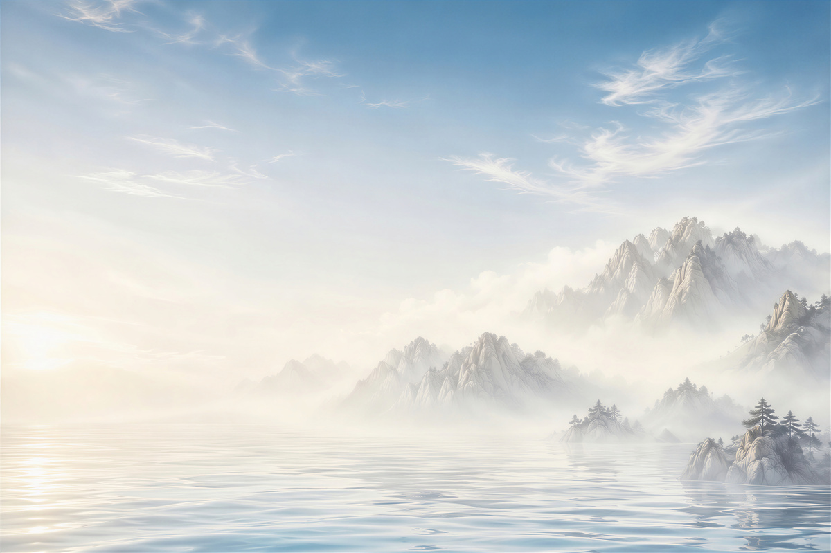 Fototapeten Berge über ruhigen Gewässern