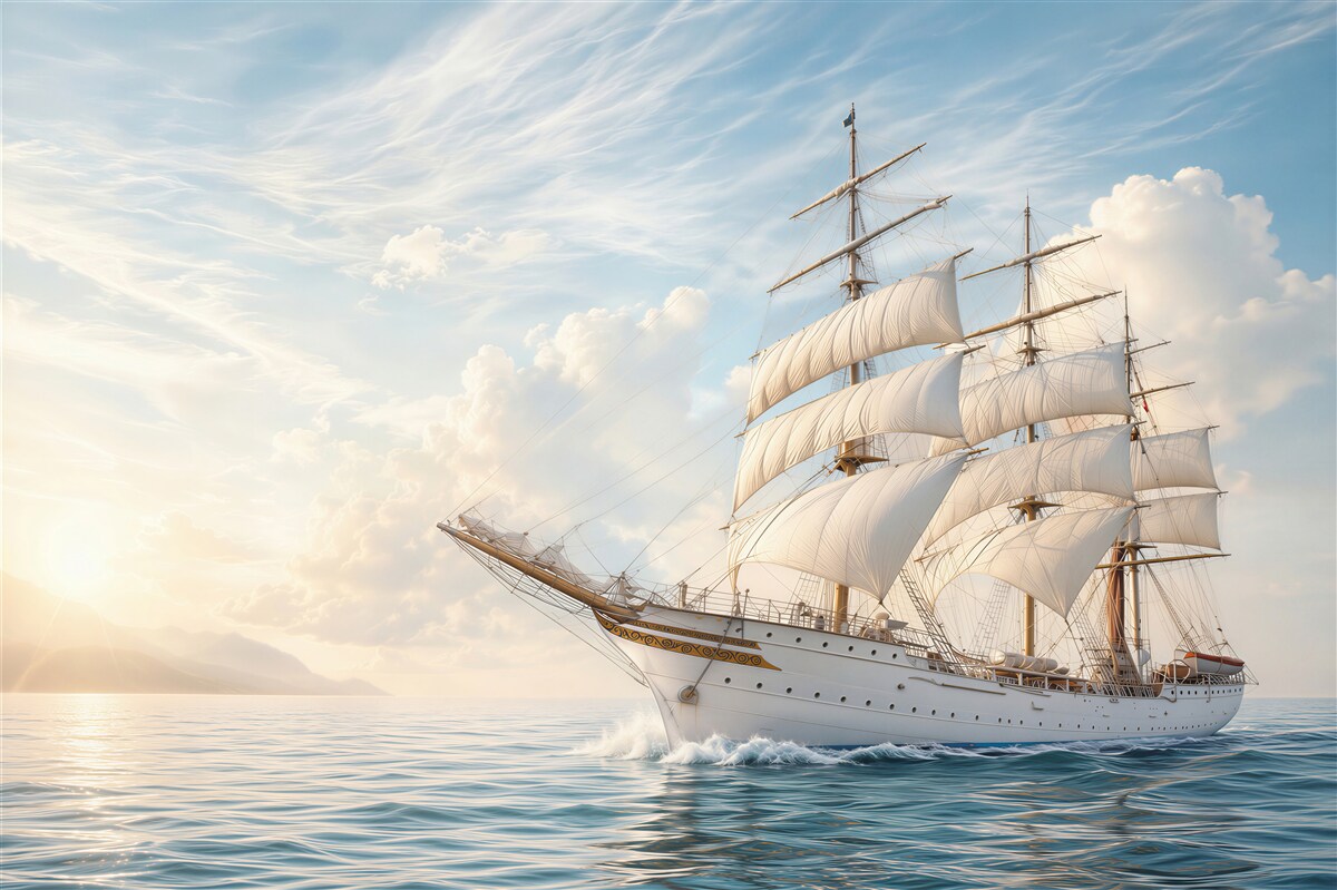 Fototapeten Schiff kämpft gegen den Sturm