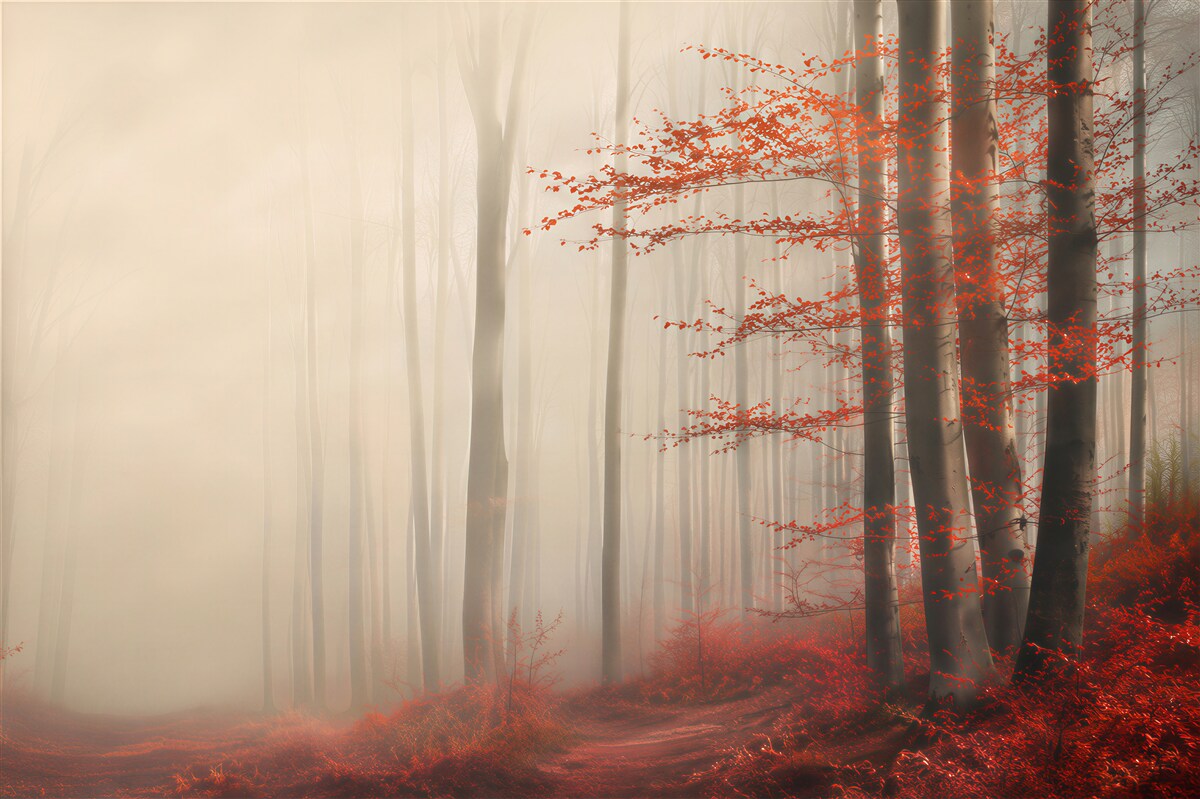 Fototapeten Feuchter herbstlicher Landschaft
