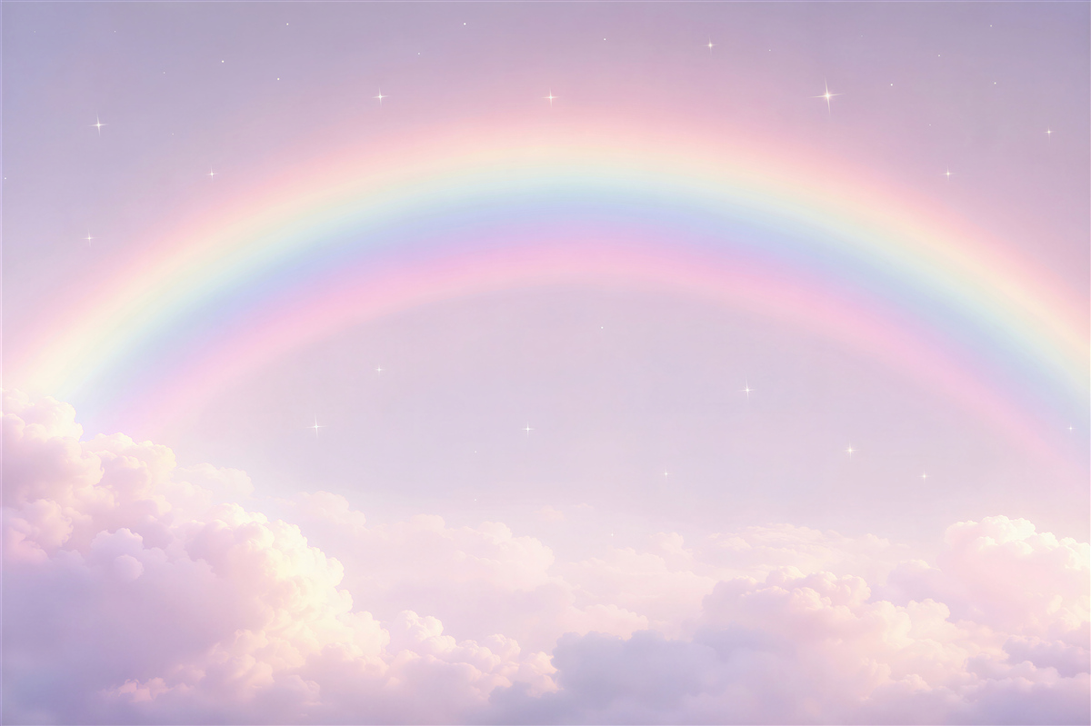 Fototapeten Regenbogen über den Wolken