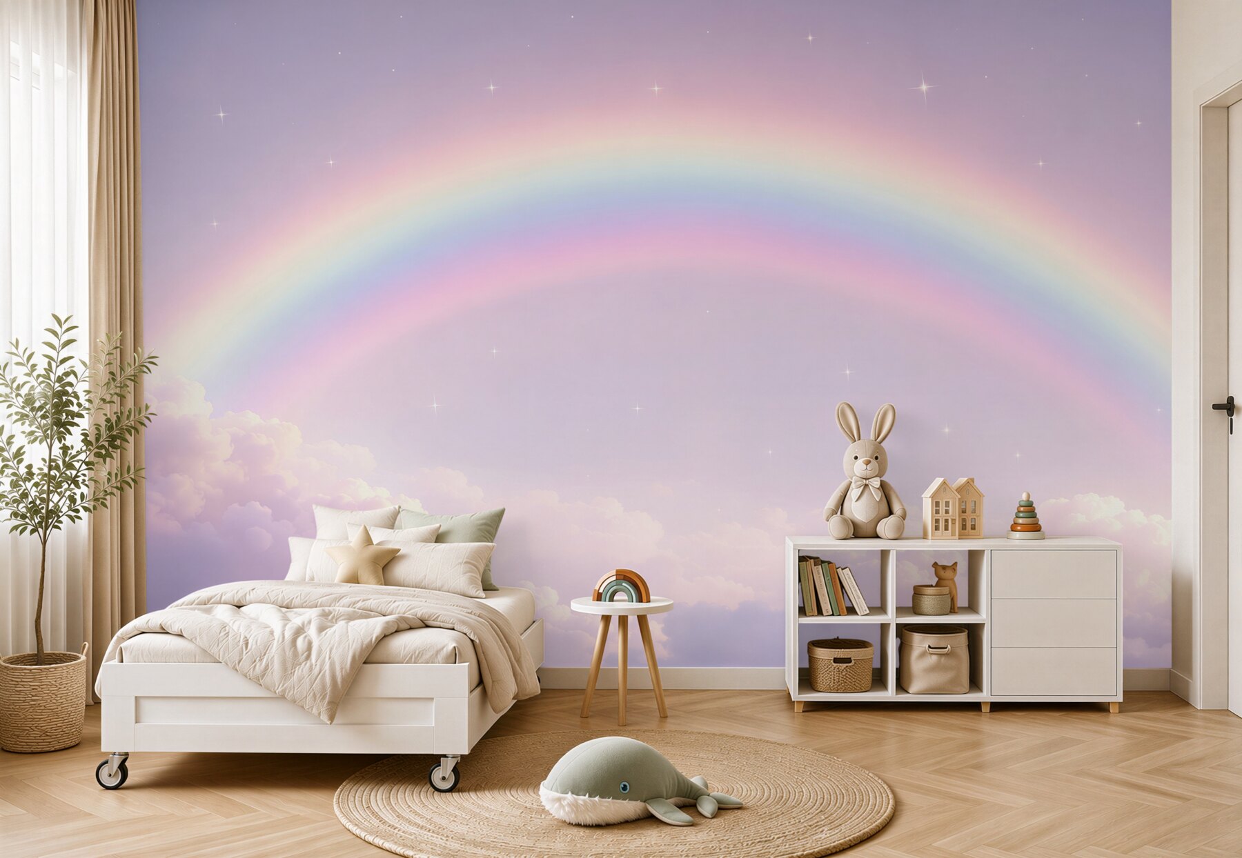 Fototapeten Regenbogen über den Wolken