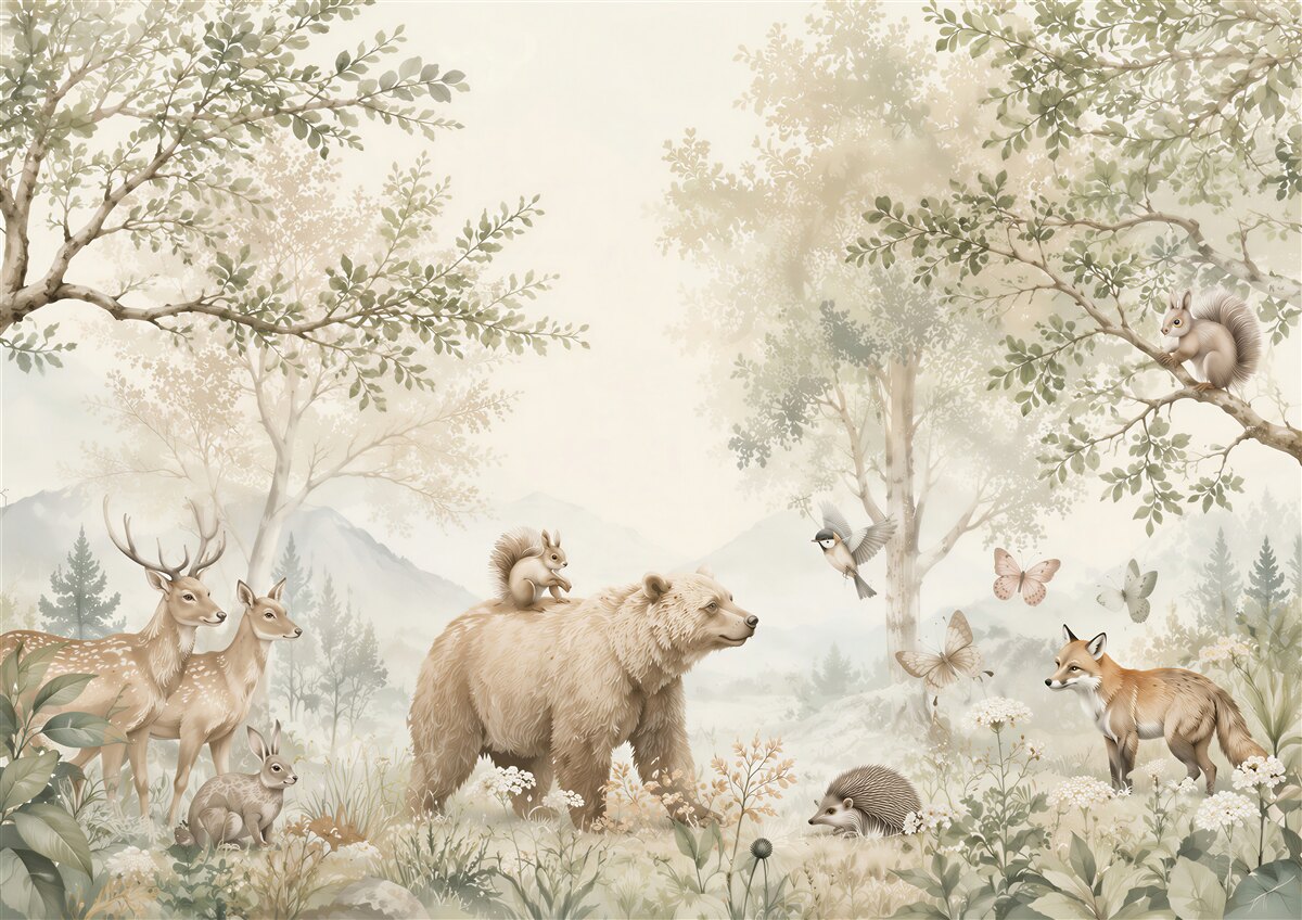 Fototapeten Bär und seine Freunde in Blau
