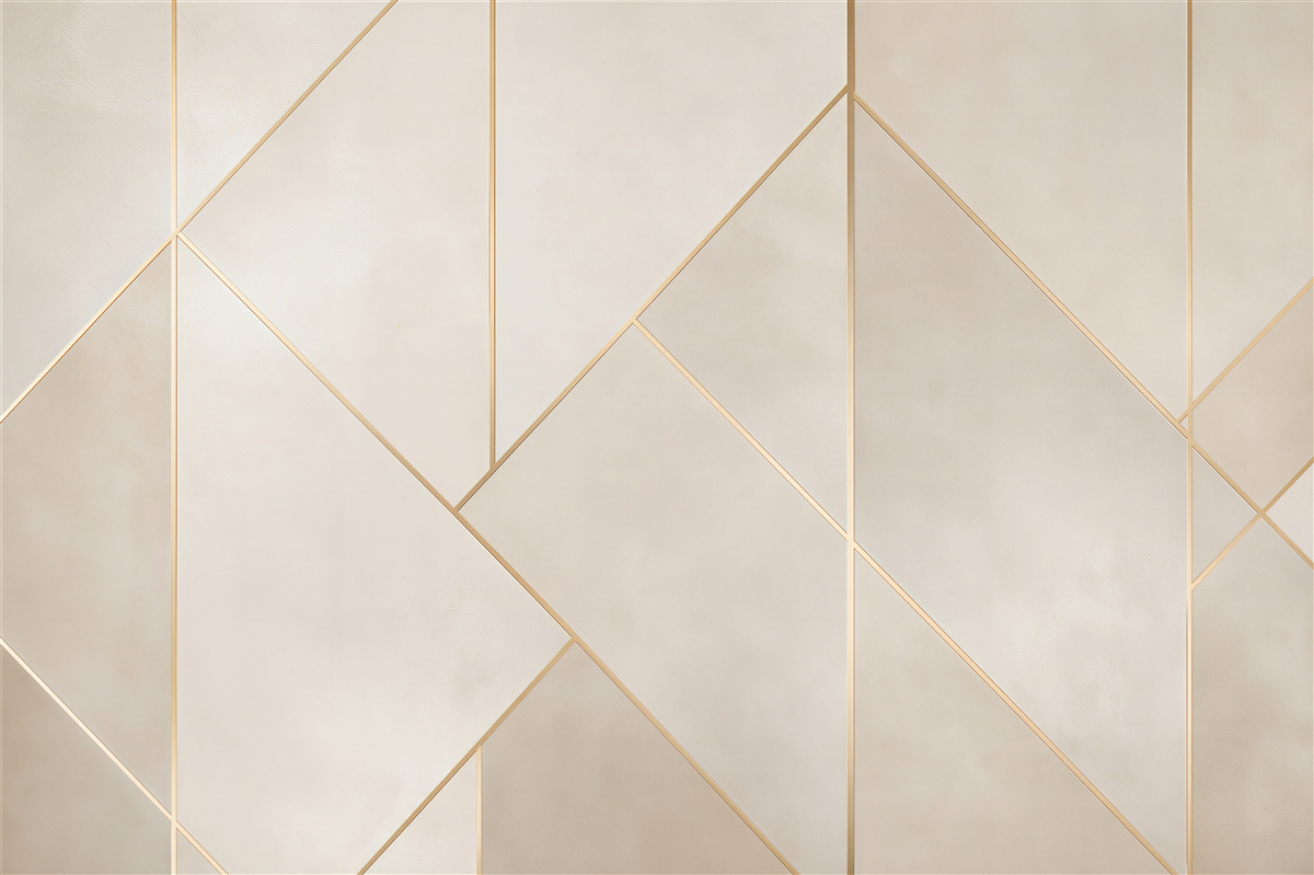 Fototapeten geometrische goldene Linien auf beigem Hintergrund modern