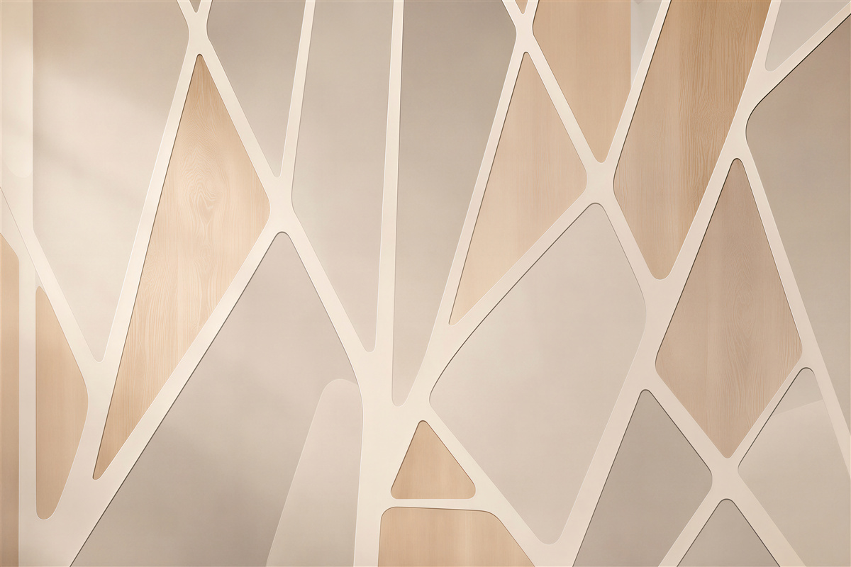 Fototapeten abstrakte geometrie beige mit Holzeffekt
