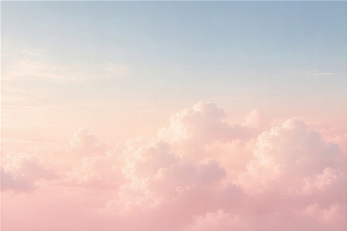 Fototapeten rosa Wolken am blauen Himmel pastell