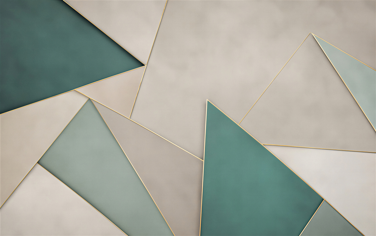 Fototapeten türkisfarbene geometrische Dreiecke auf beigem Hintergrund