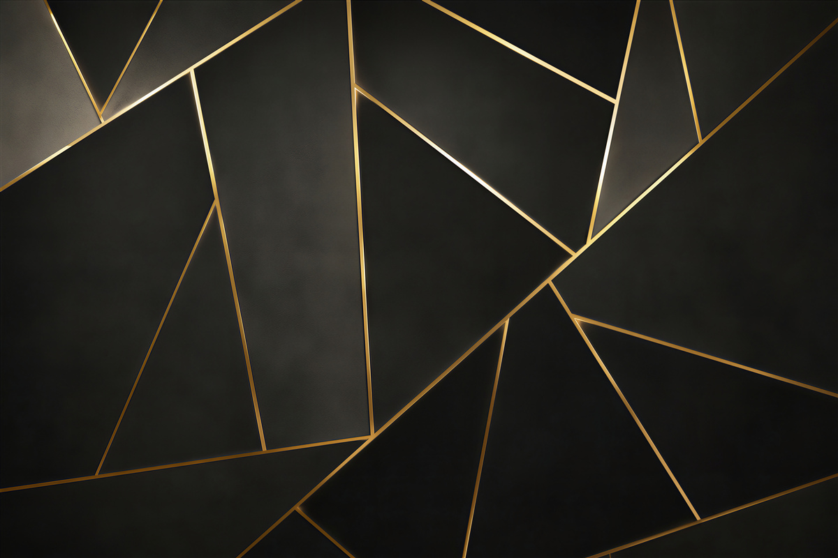 Fototapeten schwarze Geometrie mit goldenen Linien moderne Eleganz