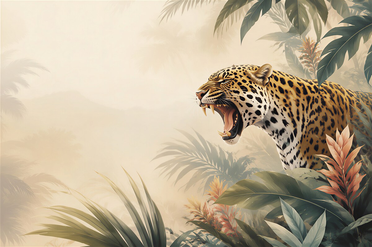 Fototapeten Leopard knurrend