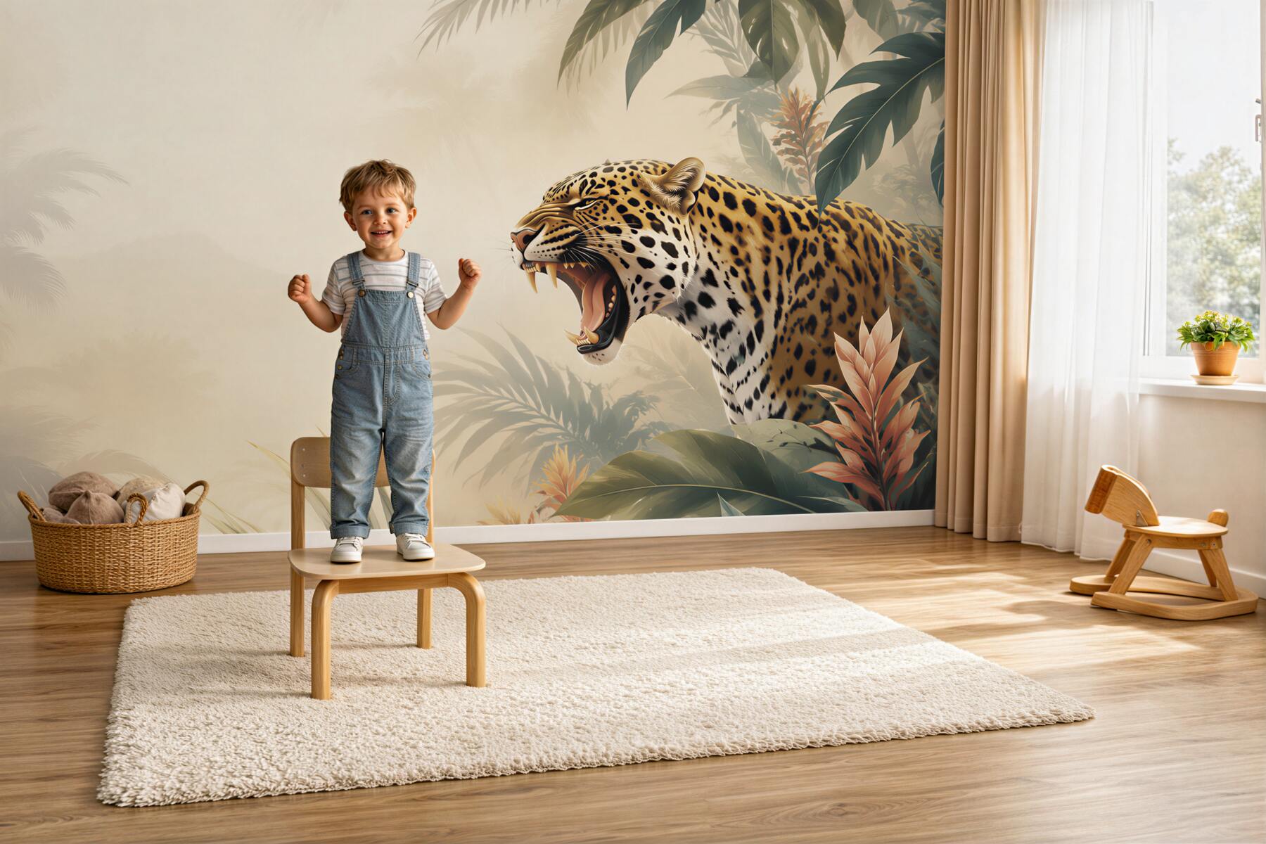 Fototapeten Leopard knurrend