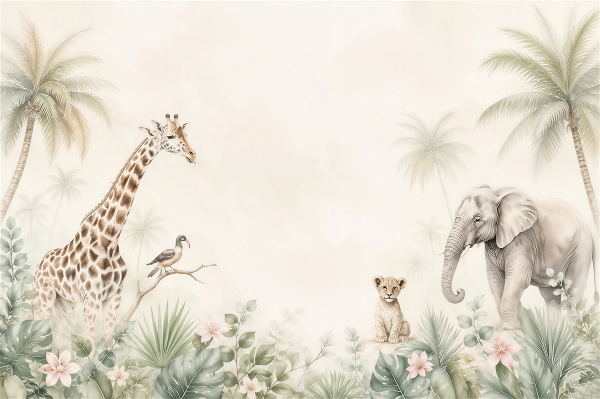 Fototapeten Zeichnung afrikanischer Tiere