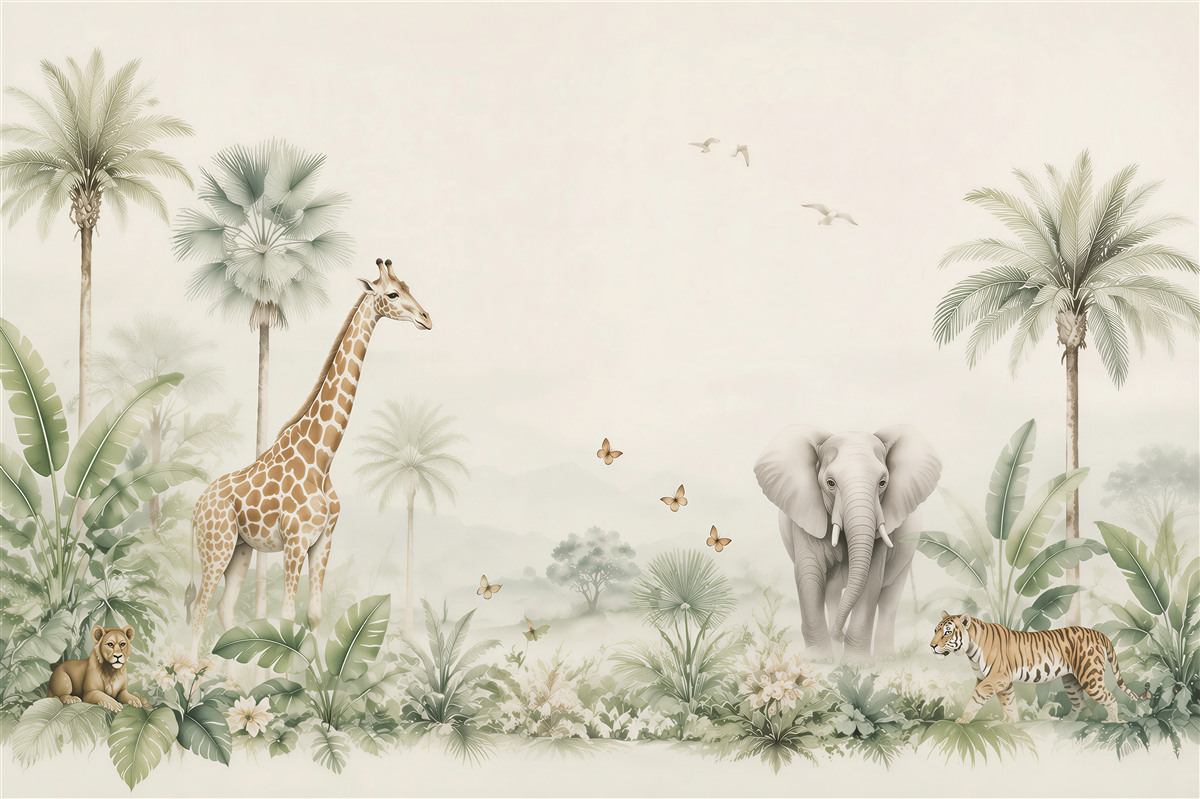 Fototapeten Verschiedene afrikanische Tiere