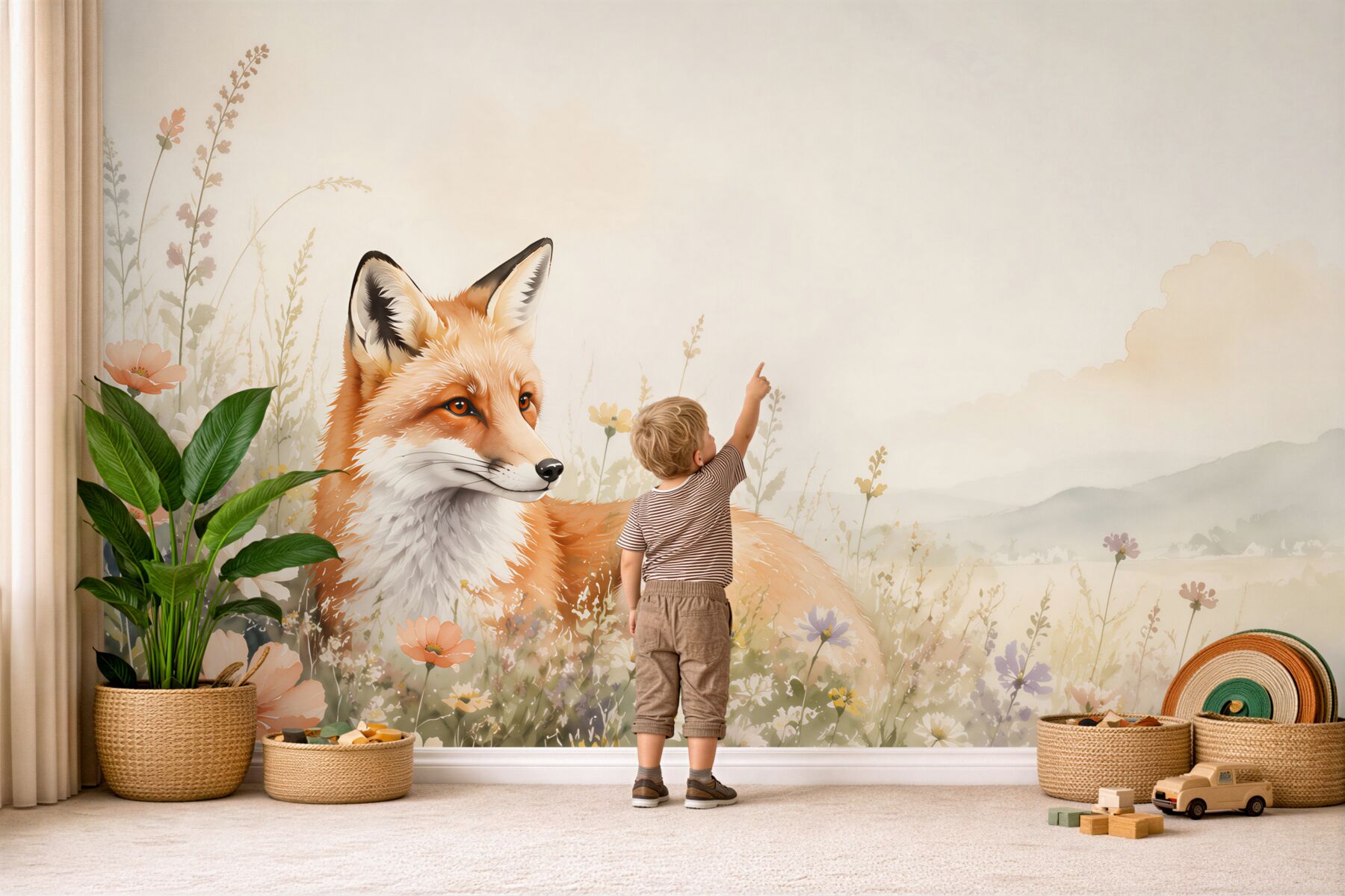 Fototapeten Fuchs in den Blumen