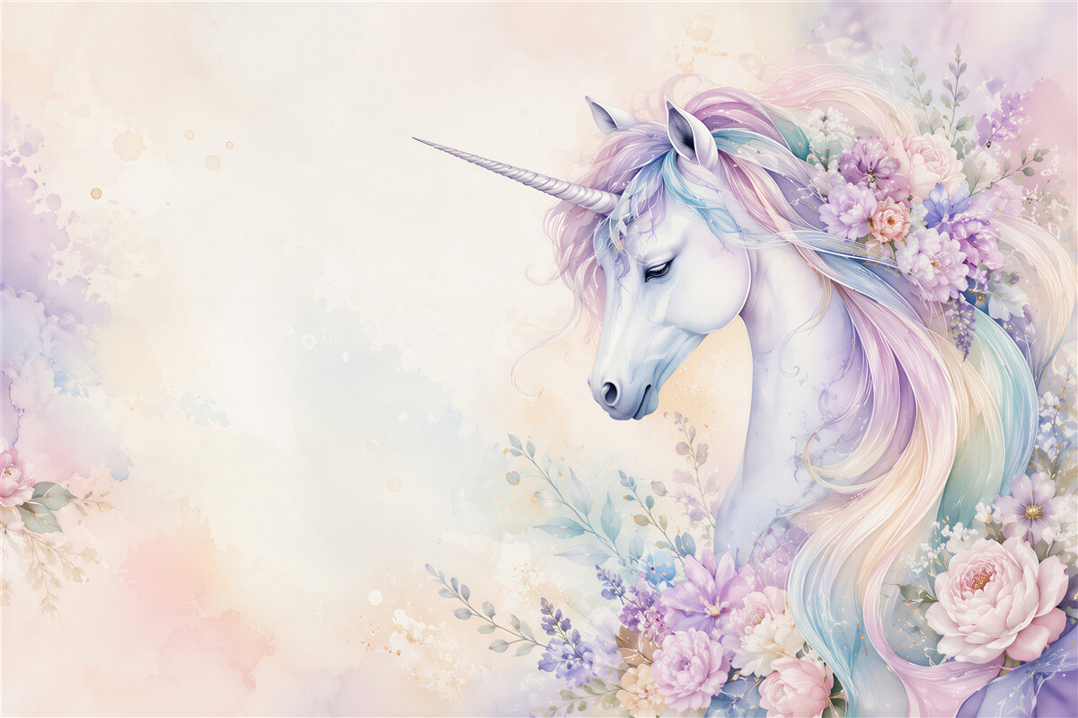 Fototapeten Einhorn in bunten Farben