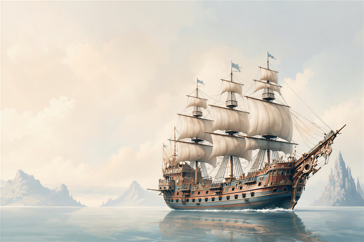 Fototapeten Schiff fährt auf dem Meer
