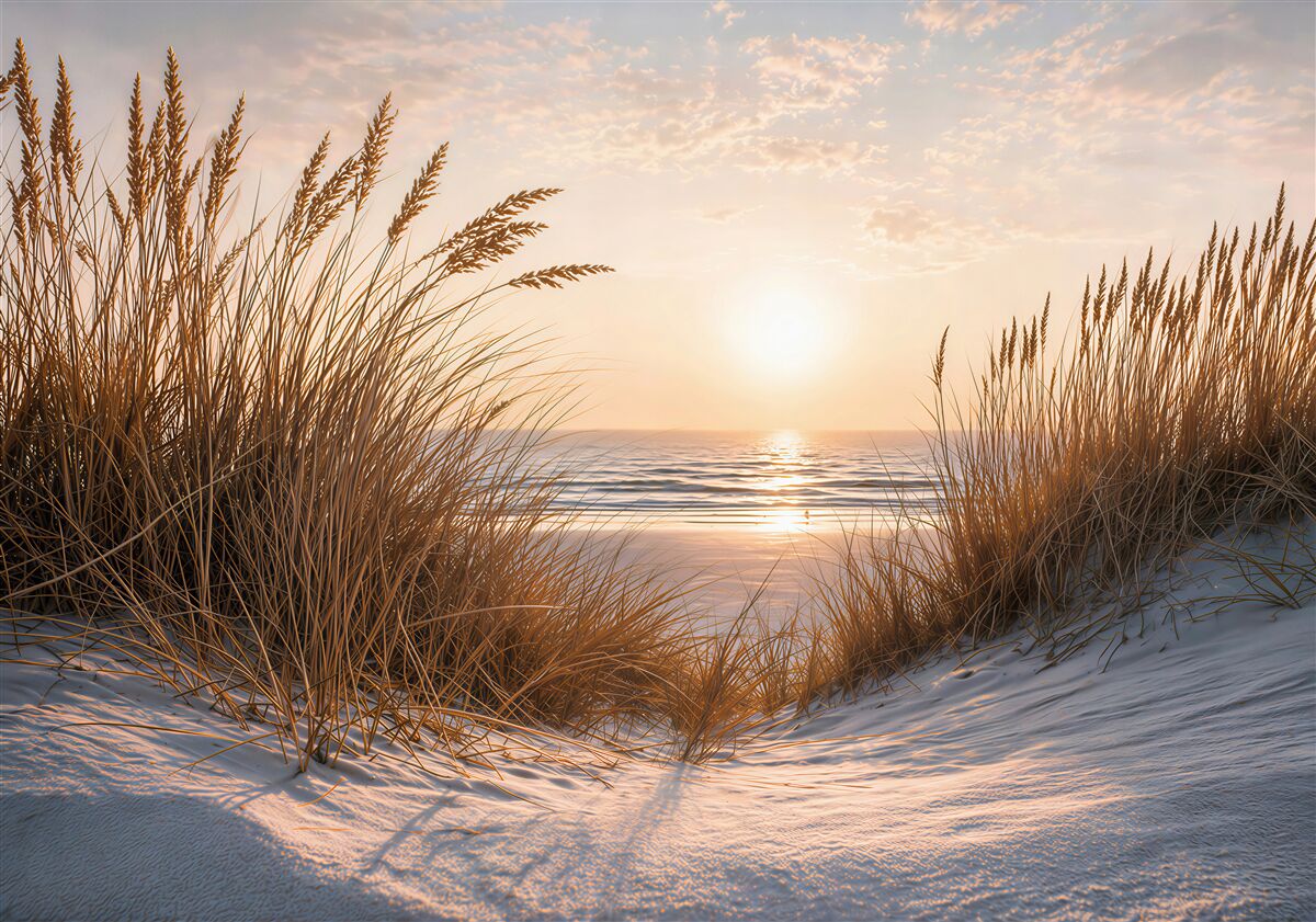 Fototapeten Dünen und maritimer Sonnenaufgang