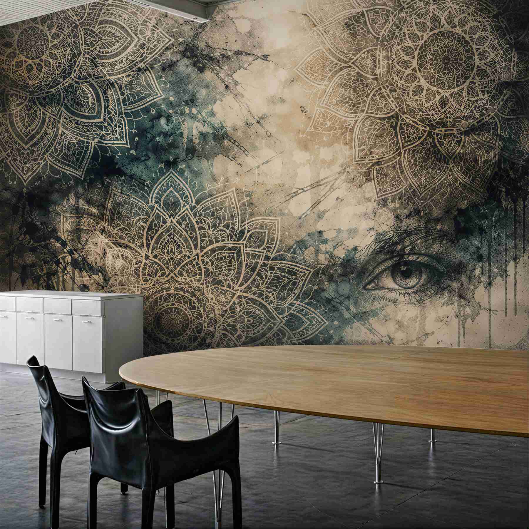 Fototapeten Orientalische Mandala mit geheimnisvollem Blick