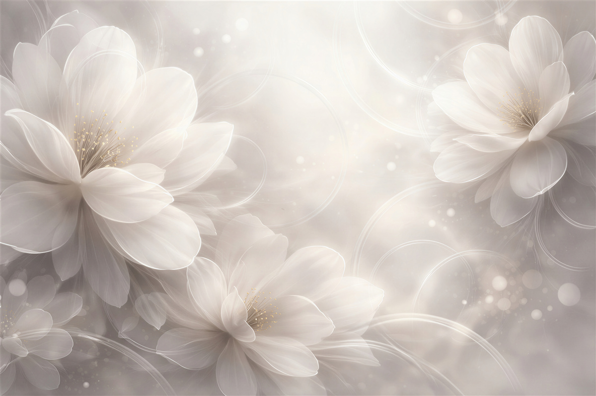 Fototapeten Ätherische weiße Blumen im Licht