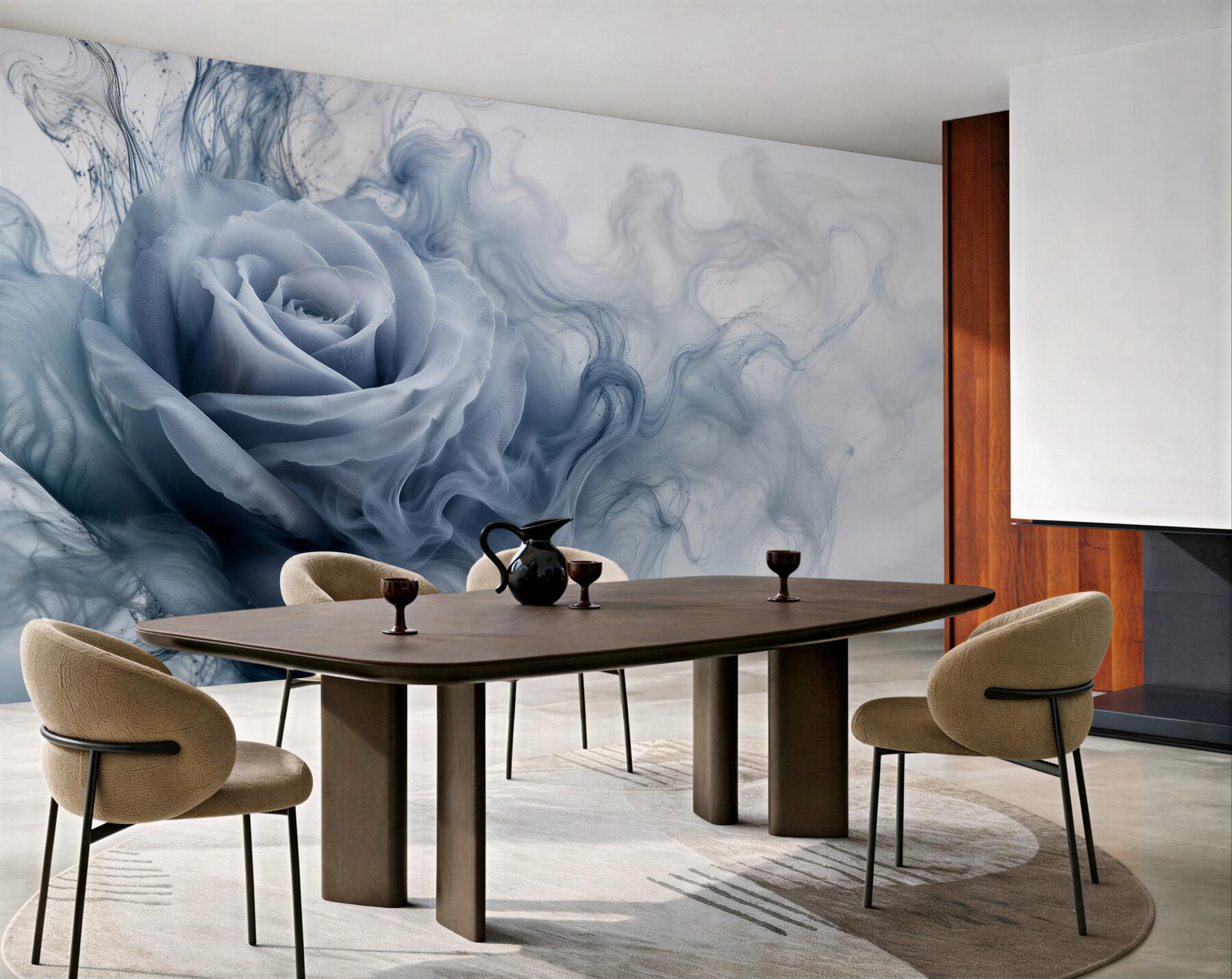 Fototapeten Blaue Rose in rauchiger Aura