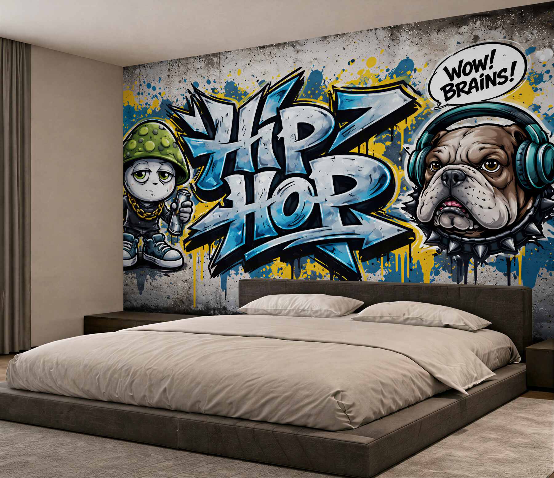 Fototapeten Hip-Hop-Graffiti mit Bulldogge
