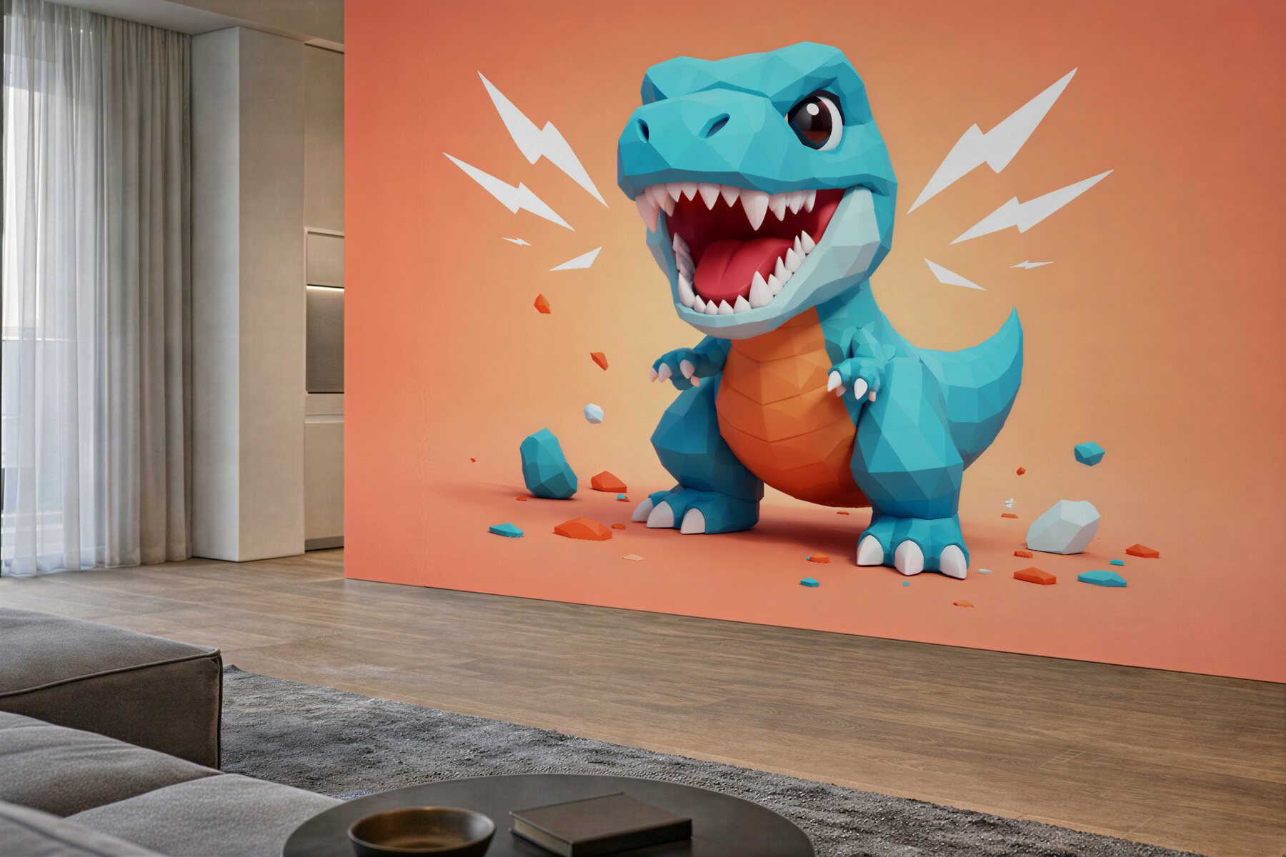 Fototapeten geometrischer Dinosaurier für Kinder