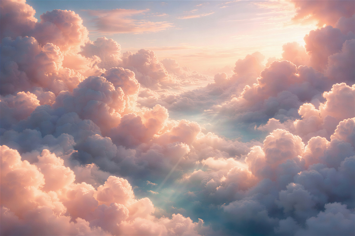 Fototapeten rosa Wolken bei Sonnenaufgang