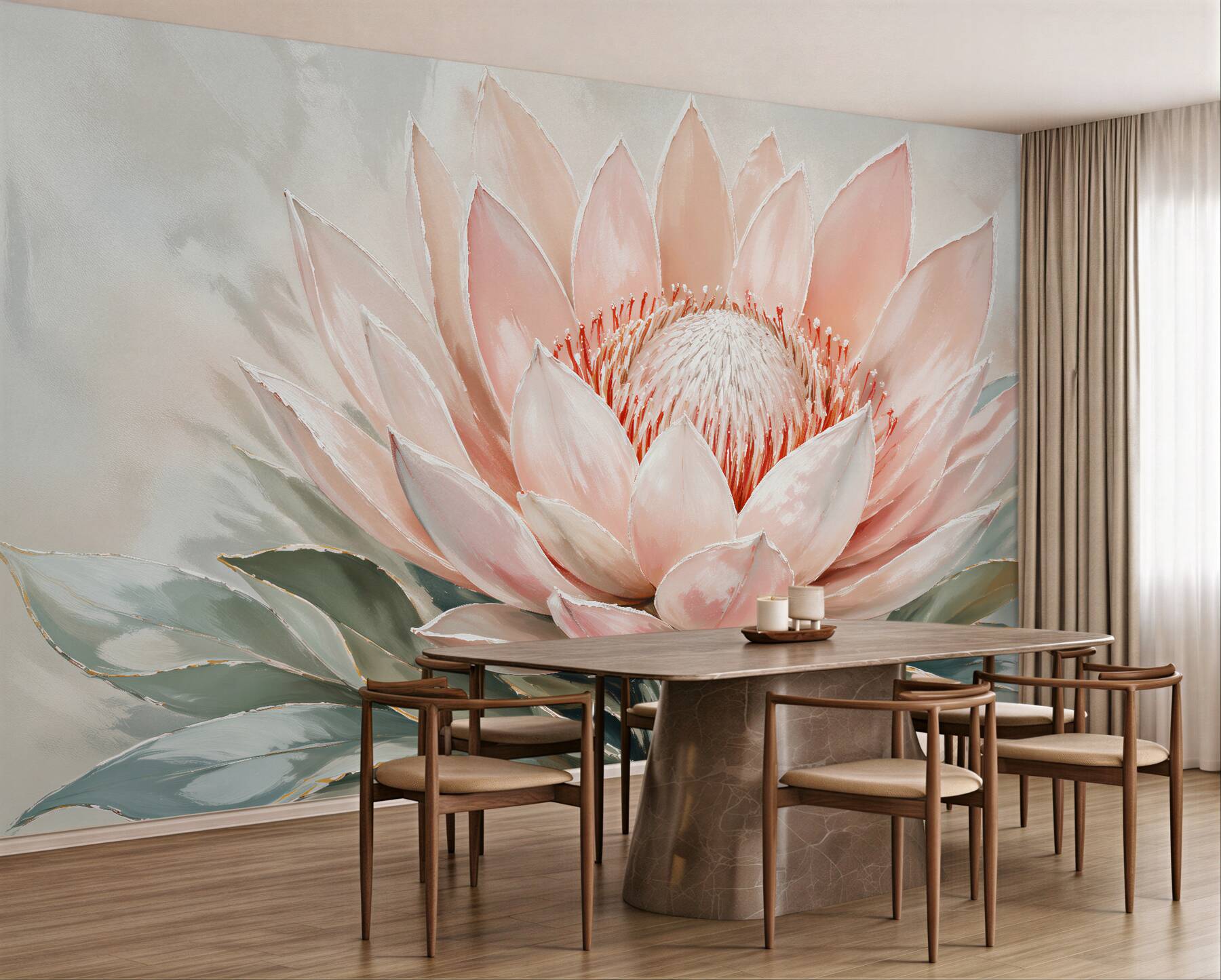 Fototapeten pudriger Blume in subtiler Ausstrahlung