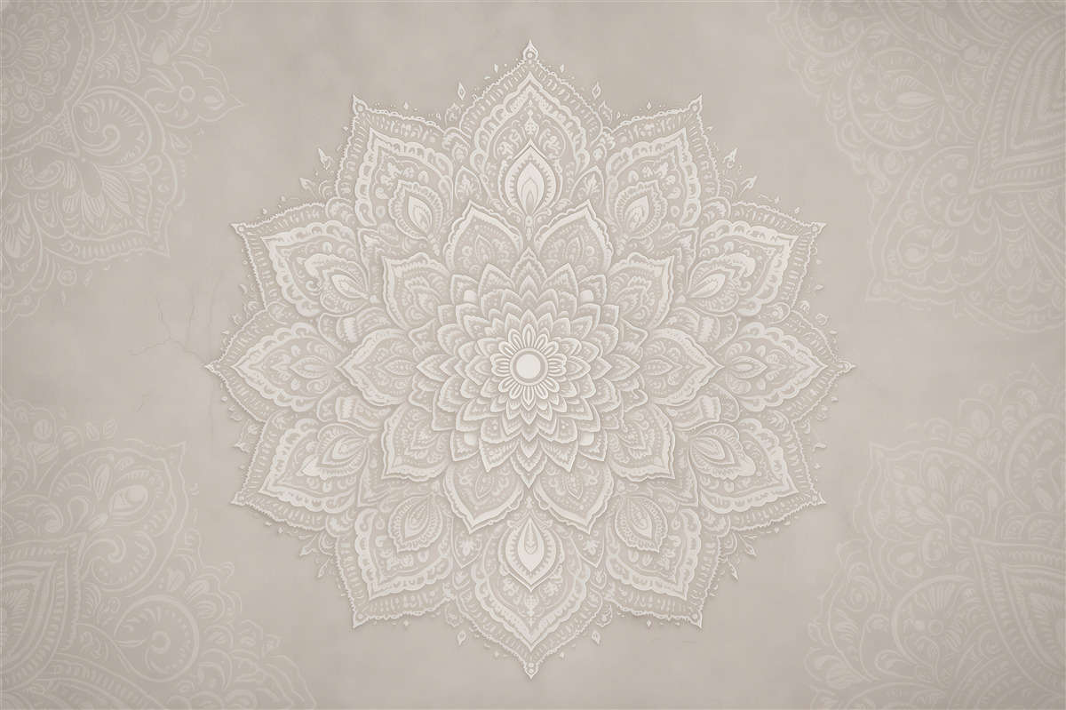 Fototapeten beiger Mandala in subtiler Stil