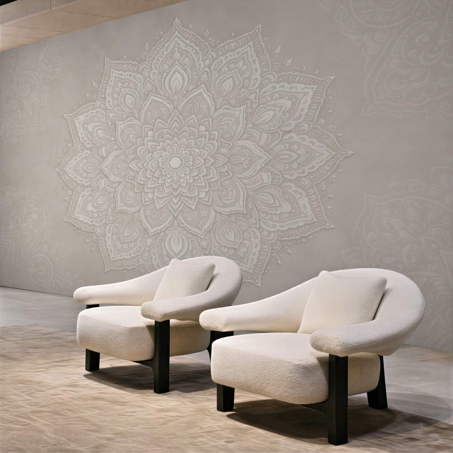 Fototapeten beiger Mandala in subtiler Stil