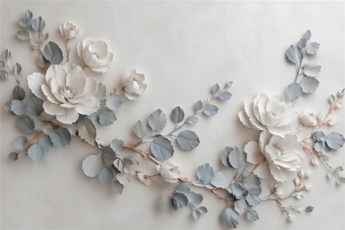 Fototapeten subtile Blumen in elegantem Relief