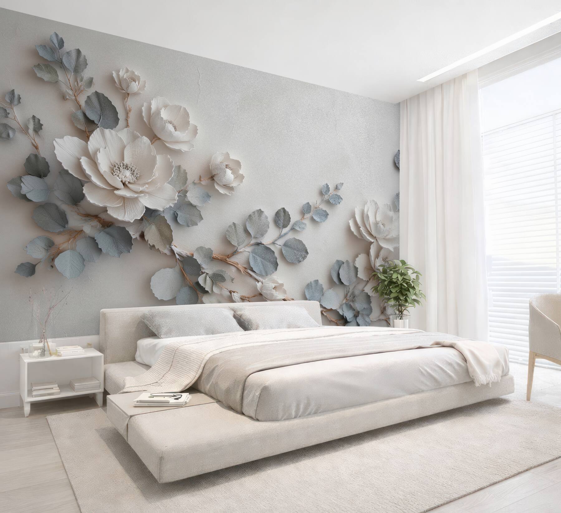 Fototapeten subtile Blumen in elegantem Relief