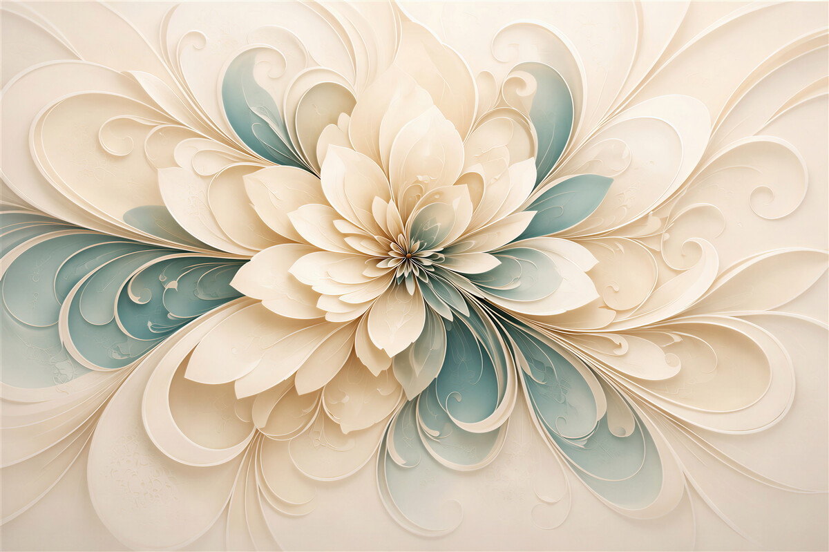 Fototapeten cremige Blume im 3D-Stil