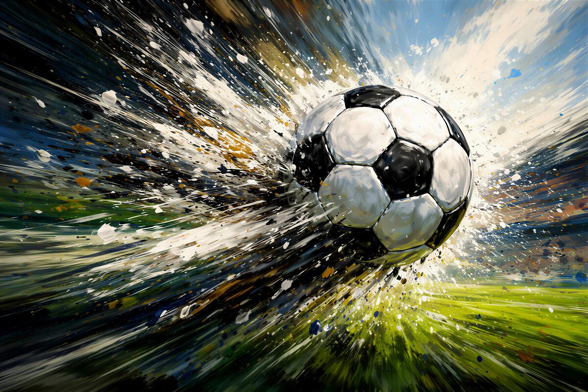 Fototapeten dynamischer Ball in einem Farbexplosion