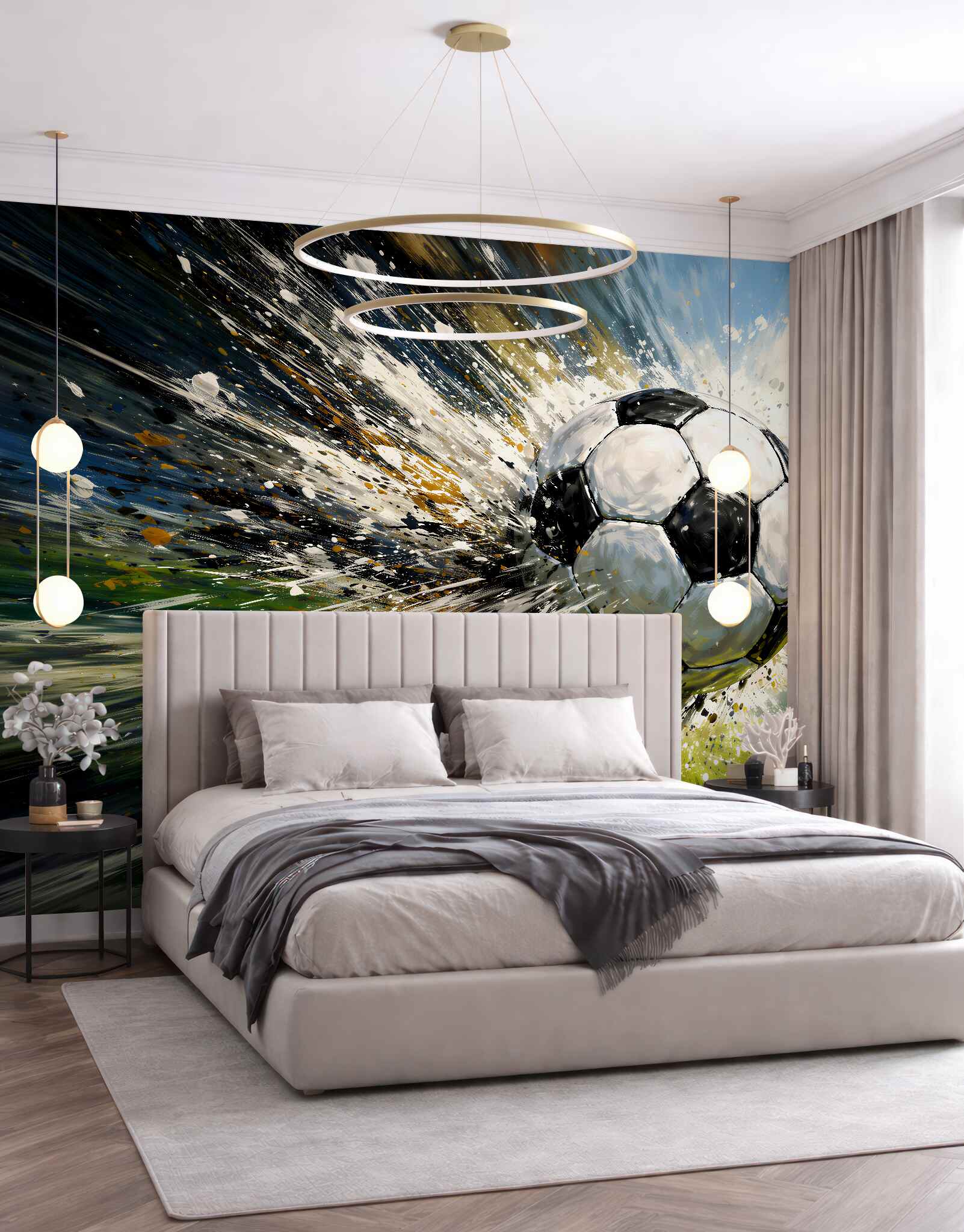 Fototapeten dynamischer Ball in einem Farbexplosion