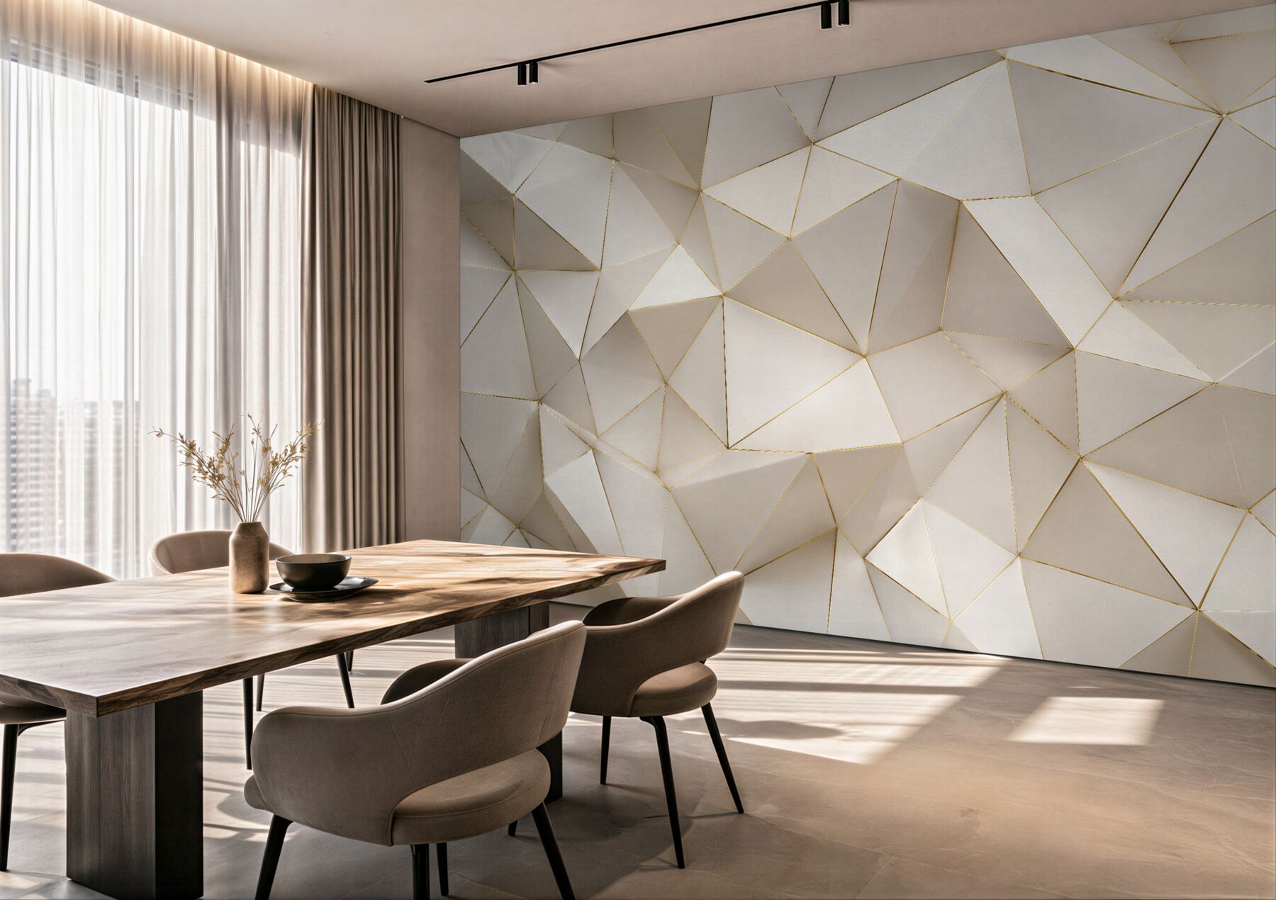 Fototapeten goldene geometrische Abstraktion 3D