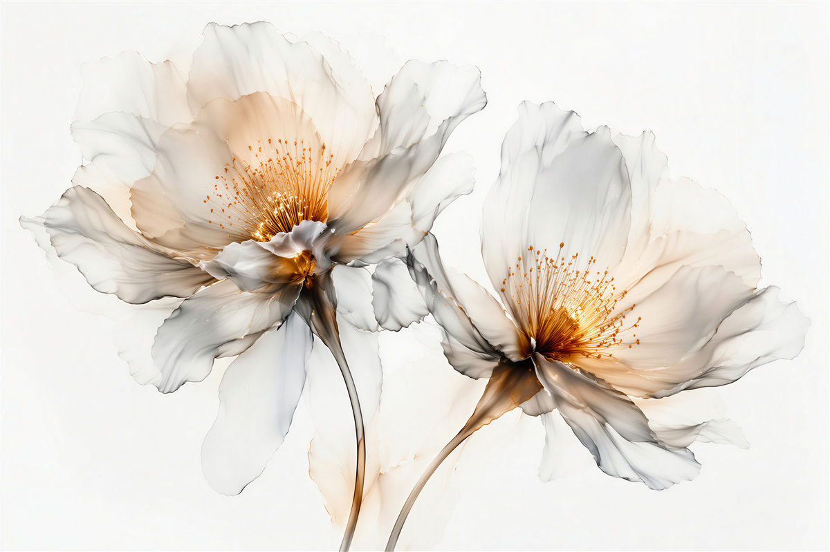 Fototapeten zarte Blumen mit goldenem Glanz