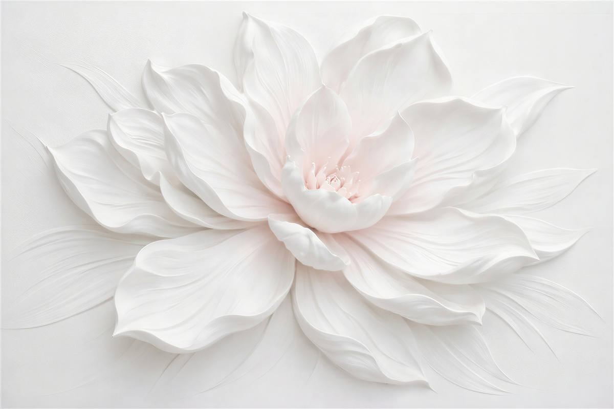 Fototapeten cremefarbene Blume in zartem Relief