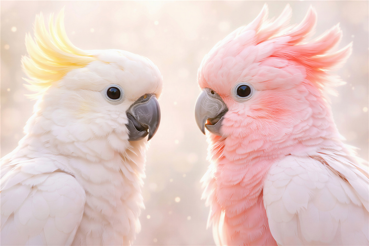 Fototapeten pastellfarbene Kakadus im Glanz