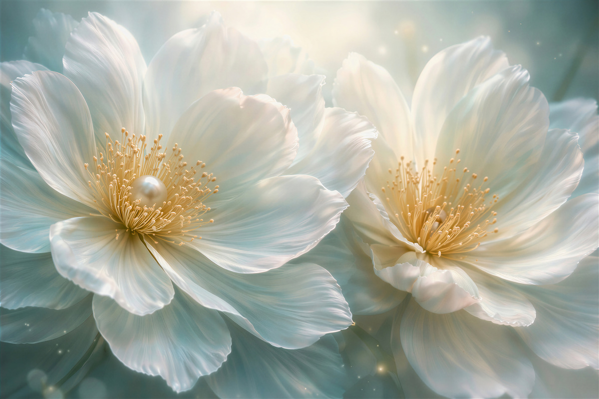 Fototapeten Perlenblumen im Glanz