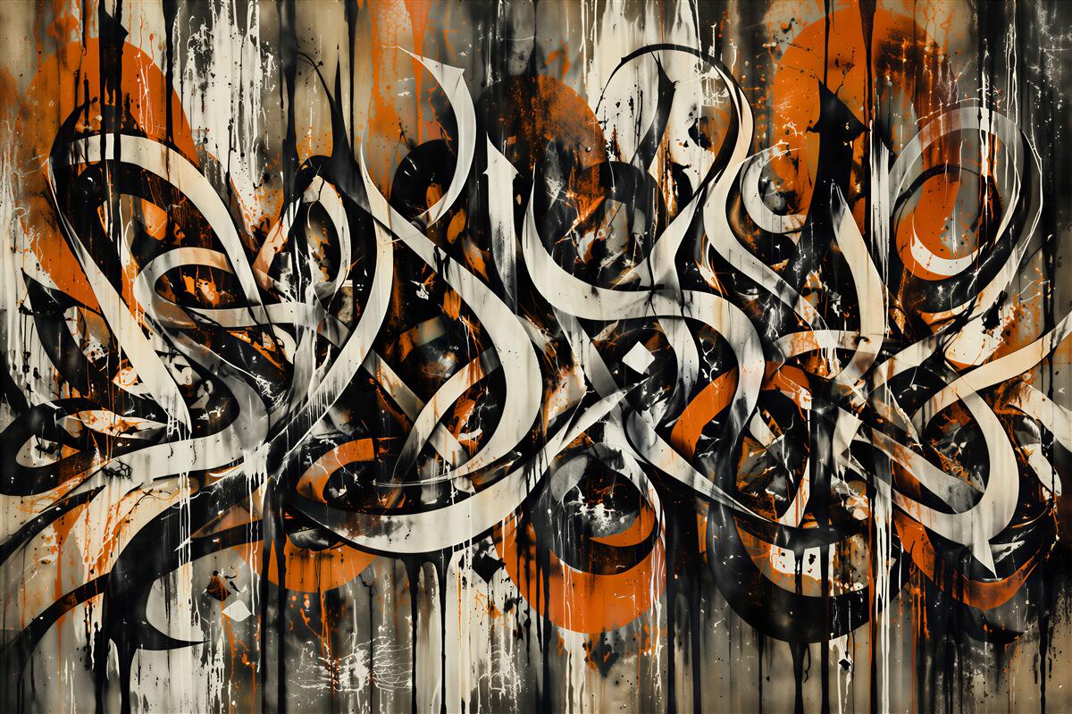Fototapeten abstraktes Graffiti in Orange