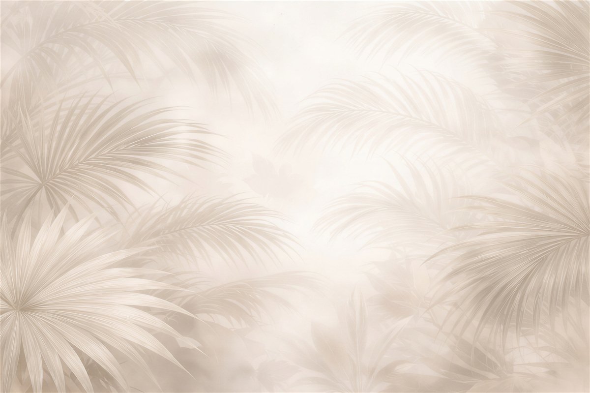 Fototapeten zarte Palmenblätter in Beige