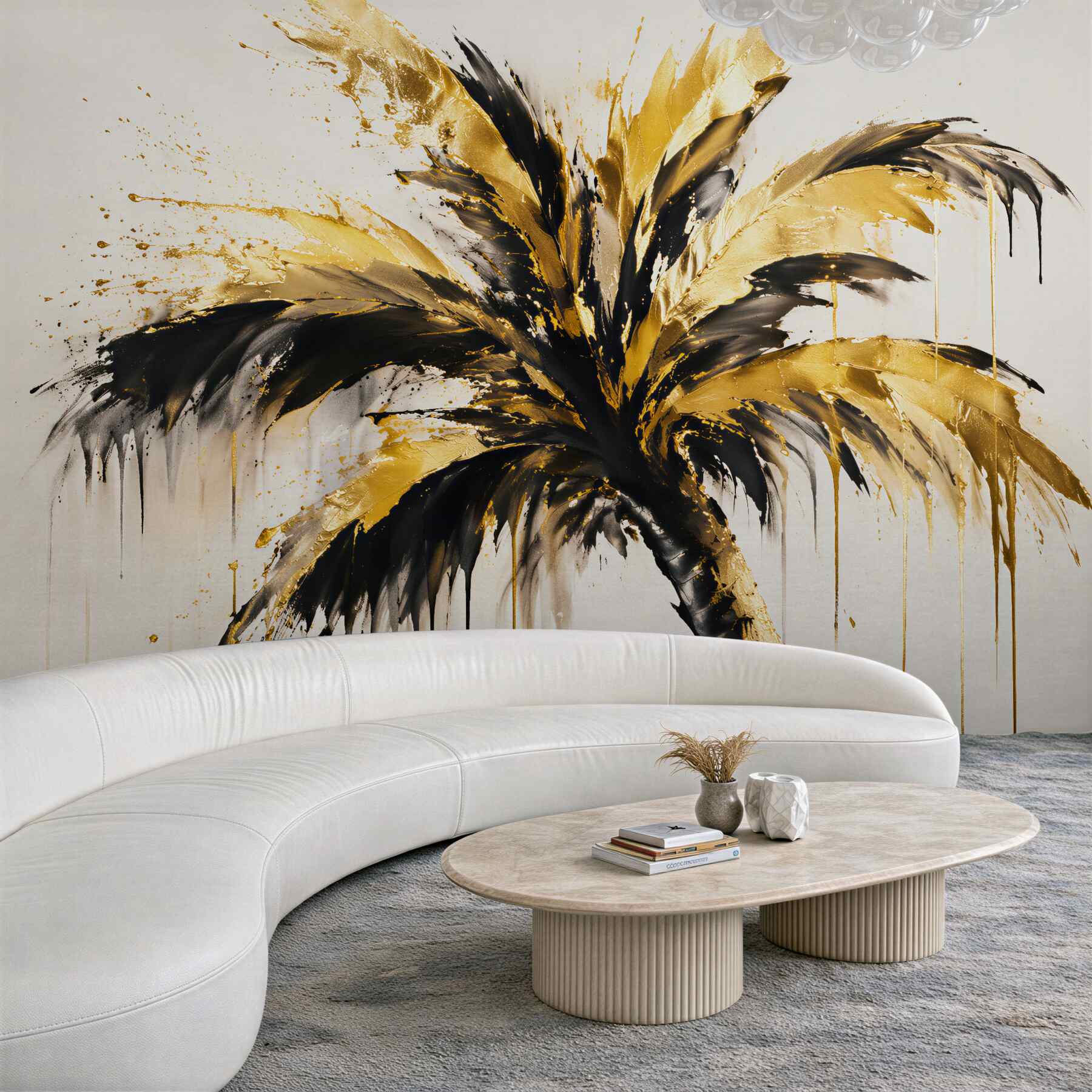 Fototapeten goldene Palme in künstlerischem Schwung